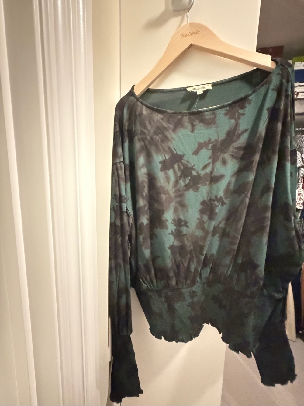 Women’s Green and Black Floral Top